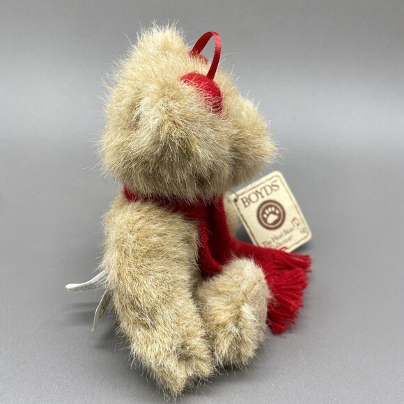 Boyds Jointed Plush Bear Head Bean Heirloom Series Lil' Muffelbeary Scarf Muffs - Picture 2 of 9